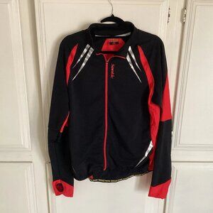 Santic Cycle Red Black Full-Zip Long-Sleeve Grip Pocket Jacket Men's Large